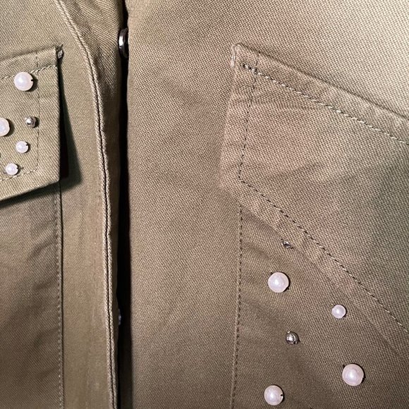 Lea & Viola pearl detail Army inspired utility jacket green M - Picture 11 of 16